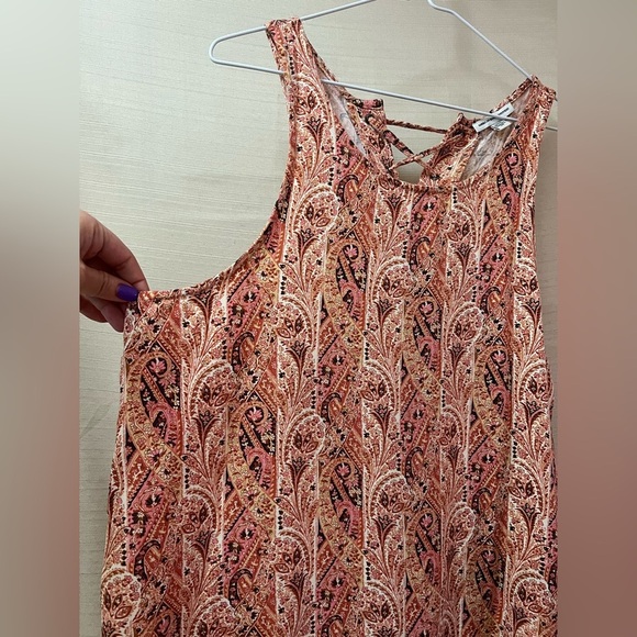 ⚫️ BOGO American Eagle Outfitters Paisley Tank Top - Orange and Cream Lrg - Picture 3 of 6
